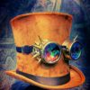 Steampunk Hat Brown Tall Bell Top Hat Holographic Goggles Fancy Dress Christmas Halloween by Stylexparty steampunk buy now online