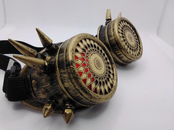 Steampunk kaleidoscope design goggles spike rave glasses victorian goggles by FindunusualCrafts steampunk buy now online