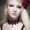 Victorian gothic choker necklace, Amethyst purple Swarovski crystal, lace and draped chains, steampunk weddingSINISTRA by DarkEleganceDesigns steampunk buy now online