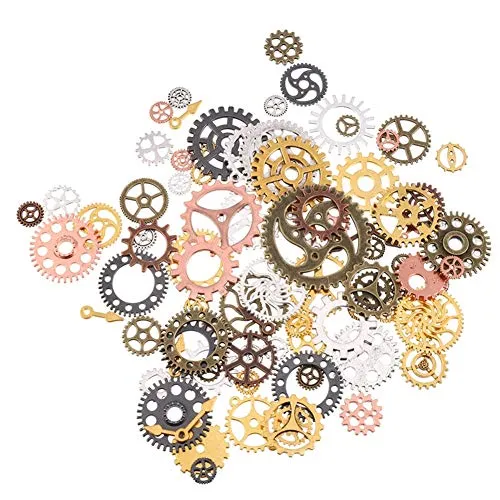 iufvbgxdh Jewelry Cogs 100 Grams Assorted Antique Steampunk Gears Charms Cogs, for Jewelry Making Accessory & Crafting, Mixed Colors steampunk buy now online