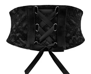 BlackButterfly 5.5 Wide Corset Waspie Elastic Lace Belt (Black, UK 14-16) steampunk buy now online
