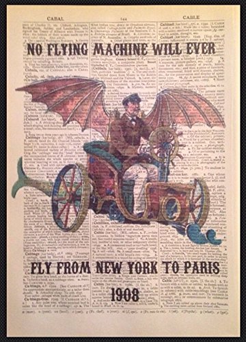 Parksmoonprints Steampunk Vintage Flying Machine Print Dictionary Page Wall Art Picture Quirky steampunk buy now online
