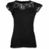 Spiral Direct Women's Gothic Elegance-Lace Layered Cap Sleeve Top T-Shirt, Black (Black 001), 20 (Size:XL) steampunk buy now online