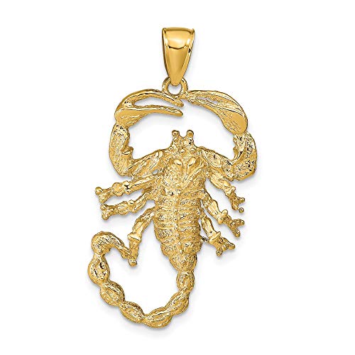 14k Yellow Gold Solid Scorpion Pendant Charm Necklace Zodiac Insect Man Animal Nature Outdoor Amphibian Crustacean Reptile Fine Jewellery For Dad Mens Gifts For Him steampunk buy now online
