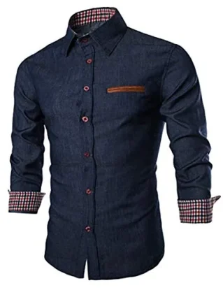 JINIDU Men's Casual Button Down Denim Shirts Long Sleeve Dress Shirt Ultramarine, Ultramarine Blue, M steampunk buy now online