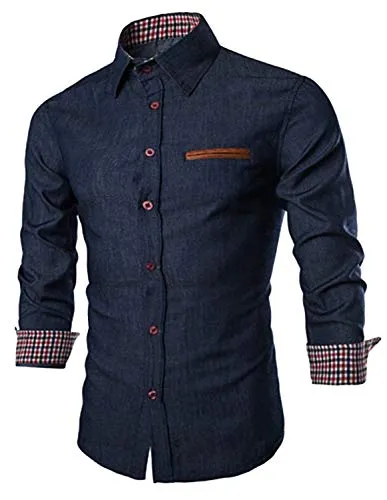 JINIDU Men's Casual Button Down Denim Shirts Long Sleeve Dress Shirt Ultramarine, Ultramarine Blue, M steampunk buy now online