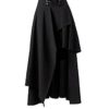Taiduosheng Women's Black Gothic Punk Front short back long Band Waist Skirt 2XL(Size: 5) steampunk buy now online