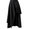 Taiduosheng Women's Black Gothic Punk Front short back long Band Waist Skirt 2XL(Size: 5) steampunk buy now online