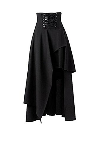 Taiduosheng Women's Black Gothic Punk Front short back long Band Waist Skirt 2XL(Size: 5) steampunk buy now online