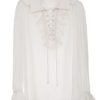 SCARLET DARKNESS Medieval Gothic Long Sleeve Ruffle Lace-Up Front Shirt for Men Ivory-14 Size M steampunk buy now online