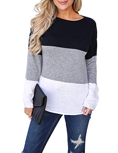 Blooming Jelly Women's Color Block Split Top Long Sleeve Elbow Patches Ladies Jumper Going Out Multicoloured,L steampunk buy now online