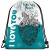 BOUIA Drawstring Bags Travel steampunk mechanical heart hand drawn style us print smart phone poster web happy valentine s steampunk buy now online