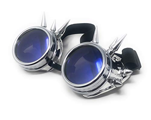 Ultra Silver with Blue Lenses Spike Steampunk Goggles Steam Punk Men Womens Goggles Cyber Punk Pilot Goggles Women Accessories Rave Glasses Welding Goggles Flying Rustic Goggles Steam Punk Goggle steampunk buy now online