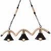 ZGYQGOO Industrial Vintage Ceiling Pendant Light 3 Lights - Steampunk Hemp Rope Hanging Light E27 Antique Adjustable Black Metal Chandelier, Lamp for Kitchen Island Bar Hallway Dining Room steampunk buy now online