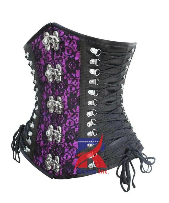 gothic brocade underbust corset - gothic corset - steampunk corset - steel boned corset - corset - underbust corset by RiznaUK steampunk buy now online