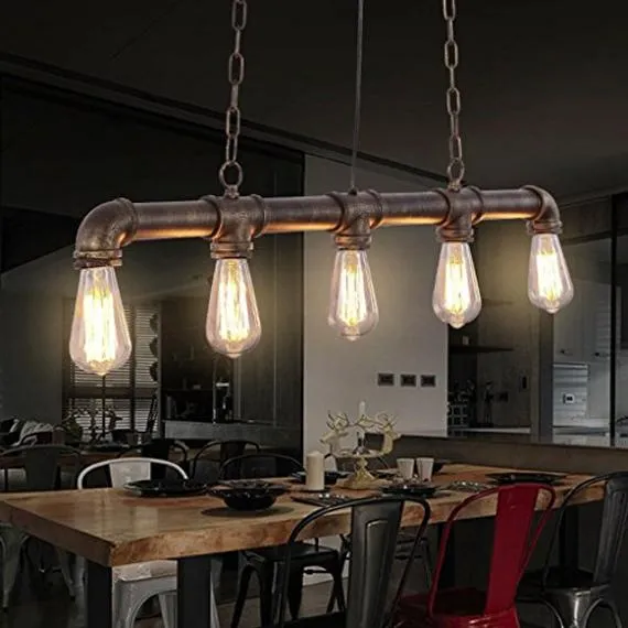 Industrial Steampunk Ceiling Pendant Lamp 5 Lights Metal Water Pipe chandelier Hanging Lighting for Bar, Coffee shop, Restaurant,Living Room by IndustrialMaestro steampunk buy now online Industrial Steampunk Ceiling Pendant Lamp 5 Lights Metal Water Pipe chandelier Hanging Lighting for Bar, Coffee shop, Restaurant,Living Room by IndustrialMaestro steampunk buy now online