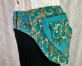L Aqua gold tapestry pocket belt - womens pocket belt - festival utility belt - plus size festival belt - bum bag - hip holsters - Large by bluemoonkatherine steampunk buy now online