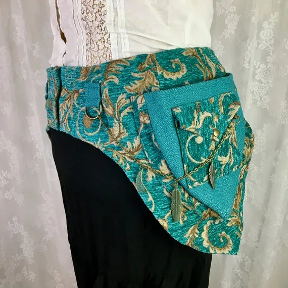 L Aqua gold tapestry pocket belt - womens pocket belt - festival utility belt - plus size festival belt - bum bag - hip holsters - Large by bluemoonkatherine steampunk buy now online L Aqua gold tapestry pocket belt - womens pocket belt - festival utility belt - plus size festival belt - bum bag - hip holsters - Large by bluemoonkatherine steampunk buy now online
