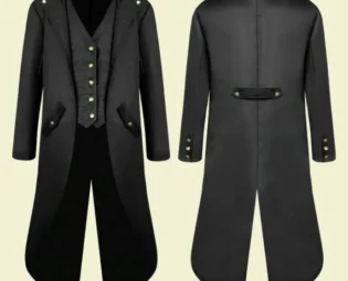 New Black Men,Women Coat Long Jacket Steampunk Trench Halloween Style, gothic jacket, black gothic jacket, unisex gothic jacket, punk by KANOOPA steampunk buy now online