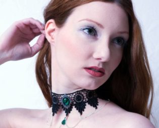 Victorian gothic choker necklace - Emerald green Swarovski crystal lace & draped chains - Steampunk wedding - SINISTRA by DarkEleganceDesigns steampunk buy now online