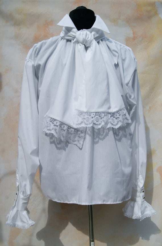 White steampunk, goth, shirt with cravat. Victorian Vampire, Bridgerton, Georgian, Wedding, Poldark, OBSIDIAN Clothing by ObsidianGothic steampunk buy now online