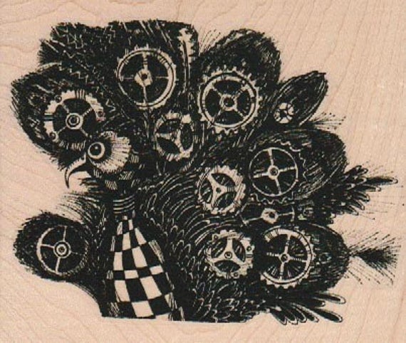 Wood mounted rubber stamp Steampunk Peacock bird steampunk zentangle art stamps original design by Mary Vogel Lozinak no 18613 by pinkflamingo61 steampunk buy now online