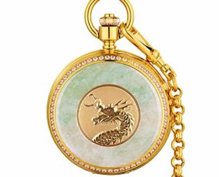 Nature Emerald Jade Gold Dragon Pocket Watch Vintage Roman Numerals Quartz Watch with Chain As Xmas Day Gift,2 steampunk buy now online