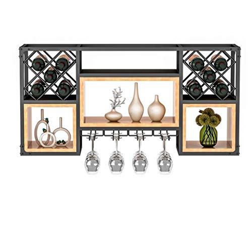 Wall Mounted Shelf Racks Steampunk Holder Shelves Goods Racks Wrought Iron Solid Wood Home Wine Cabinet Wall Hanging Wine Rack Living Room Display Storage Wall Grape Wine Rack Hanging Wine Glass Rack steampunk buy now online