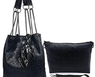 Abuyall Womens Skull Print PU Leather 2 in 1 Hobo Tote Punk Shoulder Crossbody Handbag Black steampunk buy now online