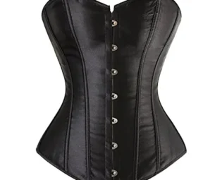 Beauty-You Women's Satin Overbust Corset Waist Training Lace Up Back Plus, Black, Medium steampunk buy now online