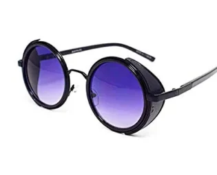 Ultra Black Frame Purple Lenses Steampunk Sunglasses Round Glasses Steampunk Goggles Rave Glasses Steam Punk Men or Womens Steampunk Round Sunglasses Cyber Circular Glasses Vintage Punk Glasses UV400 steampunk buy now online