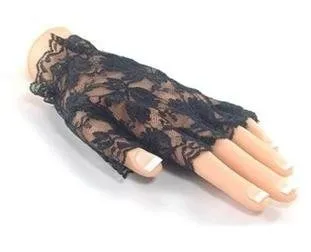 BFD One Pair Of Short Half Finger Floral Lace Gothic Steampunk Victorian Gloves, Black Lace Fingerless Gloves Ideal For Halloween Costume Accessory for ladies women. steampunk buy now online