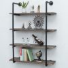 Industrial Pipe Shelving Metal Floating Shelves,Rustic Kitchen Wall Shelf Wood Hanging Shelf,36in Steampunk Large Pipe Shelves Wall Mounted,Bar Bookshelves Farmhouse Shelving Bookshelf (4 Tier) steampunk buy now online