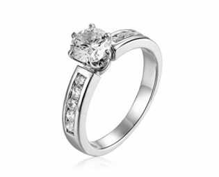 Adokiss Jewellery 14K White Gold Ring Women, 6 Claw Setting Round Moissanite Engagement Rings for Women, White Gold Size N 1/2, Gift for Birthday, Valentine's Day, Christmas steampunk buy now online