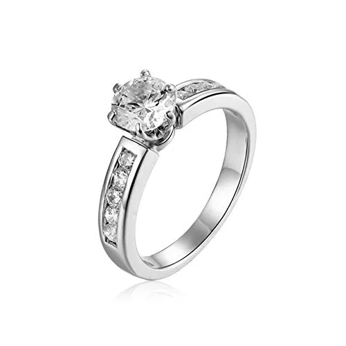 Adokiss Jewellery 14K White Gold Ring Women, 6 Claw Setting Round Moissanite Engagement Rings for Women, White Gold Size N 1/2, Gift for Birthday, Valentine's Day, Christmas steampunk buy now online