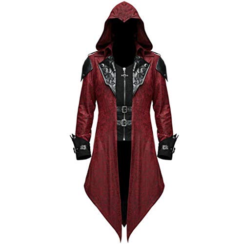 jieGorge Men Tailcoat Jacket Goth Steampunk Uniform Hoodie Party Outwear Long Sleeve Coat steampunk buy now online