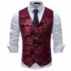 Allthemen Mens Paisley Jacquard Suit Waistcoat Single Breasted Vest Dress Vest Slim Fit Button Down Prom Formal Suit Vest Waistcoats , Red, L steampunk buy now online