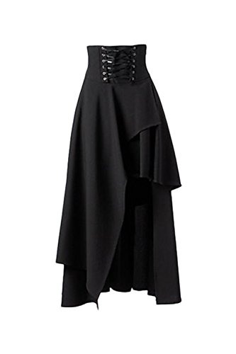 Suvotimo Women Gothic Lolita Band Waist Skirt Steampunk Vintage Skirt Black XL steampunk buy now online