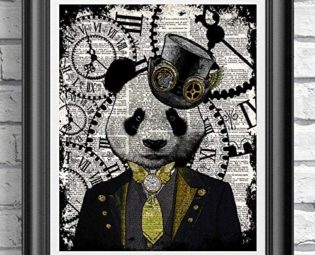 Panda art print, Poster Print on Antique Dictionary book page, wall decor, Home decor, unique gift, Steampunk Wall hangings steampunk buy now online