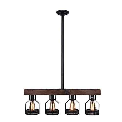 K.LSX Black Chandeliers Ceiling Lights Vintage Metal and Wood Body Cage Shade Kitchen Island Lighting steampunk buy now online