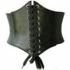 Waist Cincher Corset Wide Band Elastic Tied Waspie Belt Leather Black steampunk buy now online