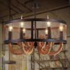 ZHENYUE Chandeliers ® Vintage Industrial Pendant Ceiling Light Steampunk Retro LOFT Creative Iron Cage Hemp Rope Candle Chandelier 6 Lights Bar Clothing Store Cafe Decoration Lighting Chandelier ZHENY steampunk buy now online