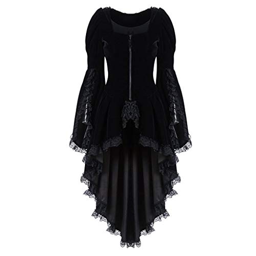Womens Vintage Steampunk Long Coat Retro Medieval Dress Maiden Victorian Gothic Overcoat Ladies Lace Zip Up Corset Jacket Cosplay Halloween Fancy Costumes Plus Size (Black, M) steampunk buy now online