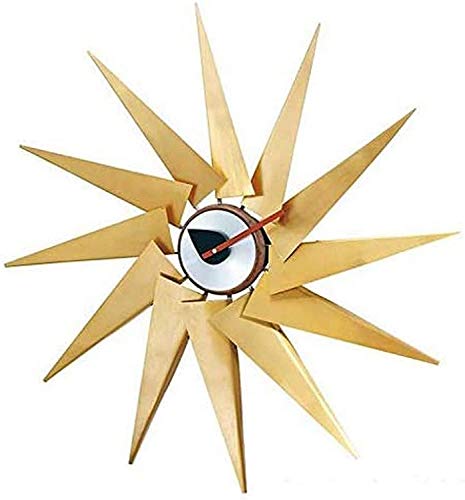 Gymqian 76Cm Sun Turbine Brass Creative Big Wall Hanging Clock Nelson Windmill Copper Aluminum + Black Walnut Quartz Silent Wall Watch Clocks Modern Nordic Home Hall Wall Decorative steampunk buy now online