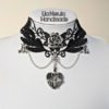 Bee necklace victorian choker, Steampunk black lace choker with tibetan silver bumble bee, Black gothic jewellery gifts for her by LiaNerula steampunk buy now online