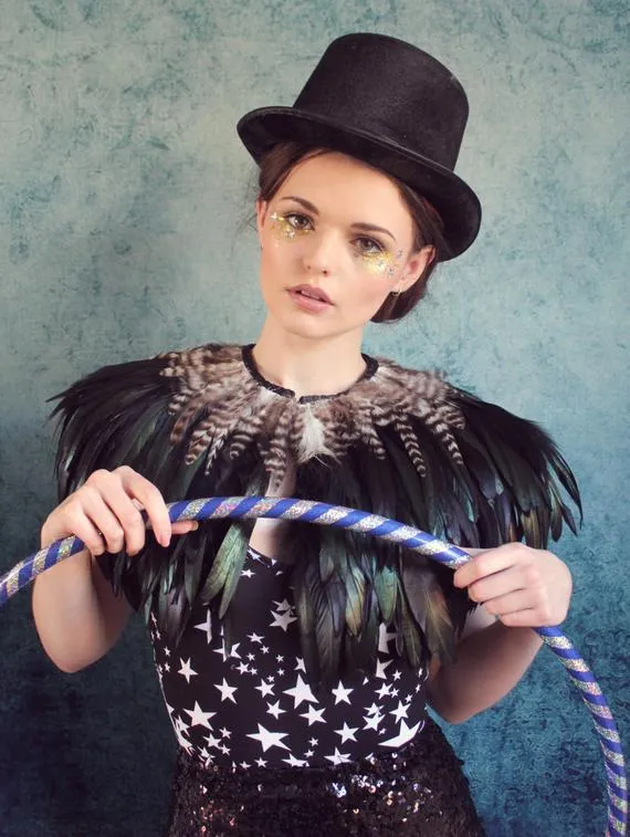 Black and natural feather shrug, steampunk cape, feathered capulet by rougepony steampunk buy now online Black and natural feather shrug, steampunk cape, feathered capulet by rougepony steampunk buy now online