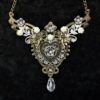 Gorgeous Steampunk jewelry - Romantic handmade bib necklace in bronze and silver tones with heart, cherubs, flowers & crystal drop by KindHeartsEmporium steampunk buy now online