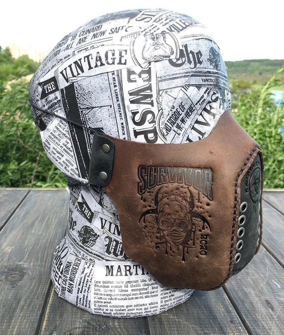 Leather Face Cover - Face Leather Mask - Protective Leather Mask - Survivor 2020 - Quarantined 2020 - Not Medical Mask by BlackCorsoLeather steampunk buy now online