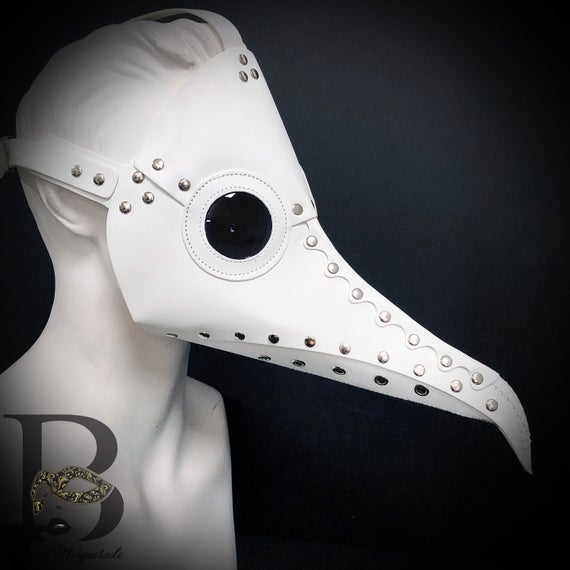 Plague Doctor Mask Steampunk Raven Mask Costume Cosplay Masquerade Halloween Mask Unisex Fully Adjustable White Silver Gears by 4everstore steampunk buy now online