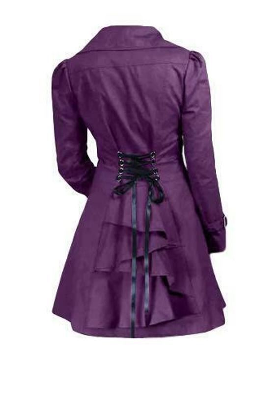 Purple Victorian Riding Jacket Gothic Steampunk Ruffle Back Fully Lined UK Sizes 10 12 14 16 by FrameAtLast steampunk buy now online